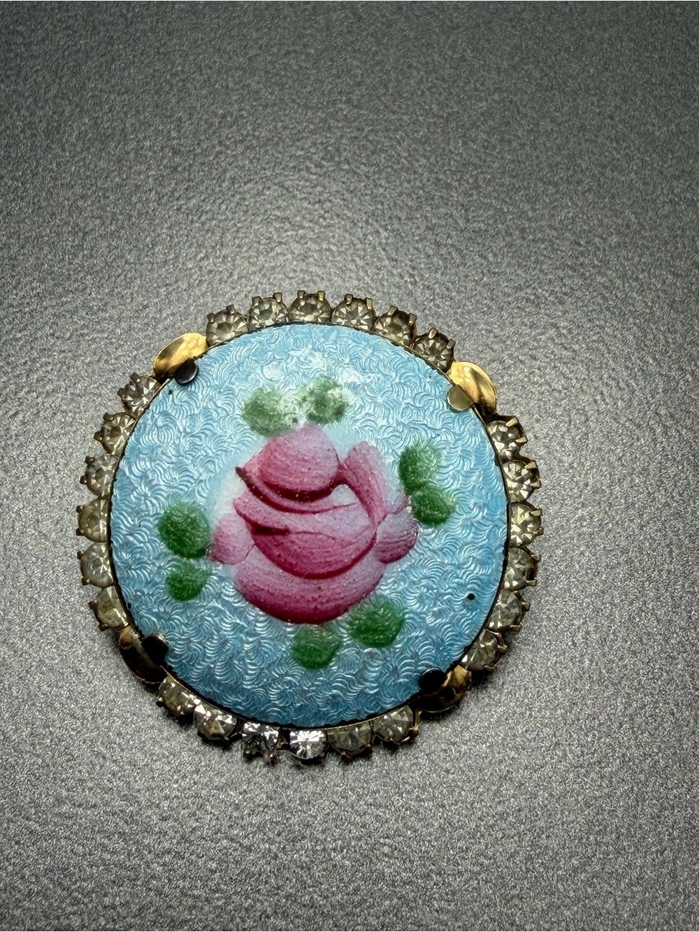 🔥2/$100 Vintage Guilloche Rose Brooch #242UB
